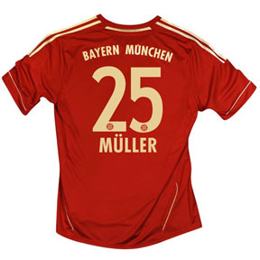 Adidas  Bayern Munich Muller #25 Soccer Jersey (Home 2011/12)