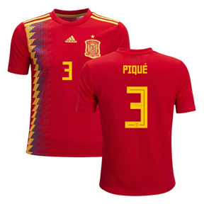 adidas Spain Pique #3 Soccer Jersey (Home 18/19)