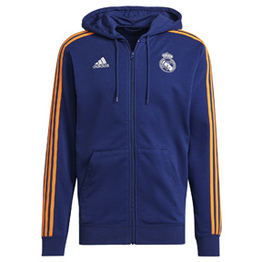 adidas Real Madrid 3 Stripe Full-zip Soccer Hoody (2021/22)