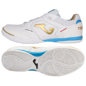Joma  Top Flex 2102 Indoor Soccer Shoes (White/Sky Blue/Gold)