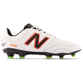 New Balance   442 v2 Pro Wide Width FG Shoes (White/Neon Dragonfly)