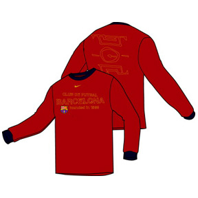 Nike Barcelona Long Sleeve Soccer Tee (Crimson)
