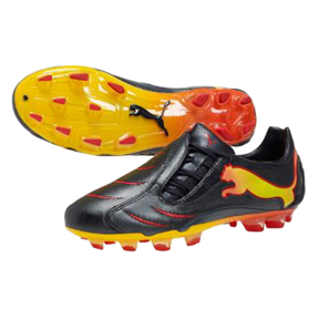 Puma Youth Powercat 2.10 FG Soccer Shoes (Black/Yellow)
