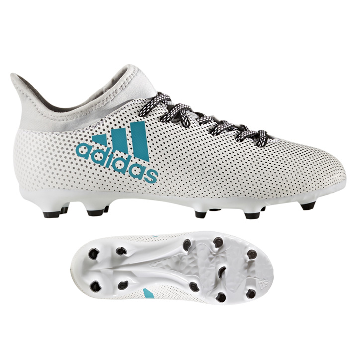 adidas Youth X 17.3 FG Soccer Shoes (White/Energy Blue) SoccerEvolution