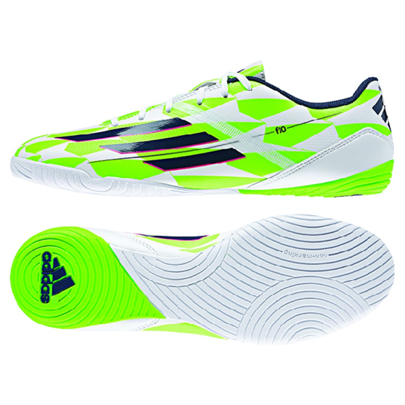 adidas F10 Indoor Soccer Shoes (White/Green) SoccerEvolution