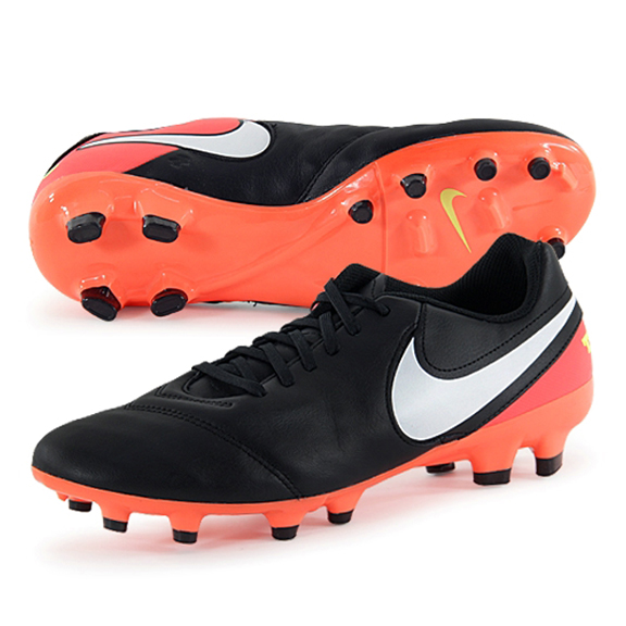nike orange and black soccer shoes