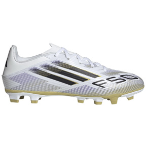 adidas  F50 Club FG Soccer Shoes (White/Black/Gold Metallic)