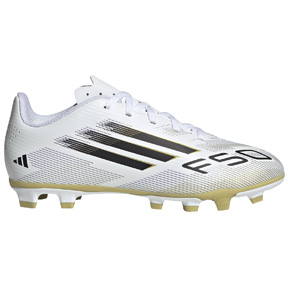 adidas Youth  F50 Club FG Soccer Shoes (White/Black/Gold Metallic)