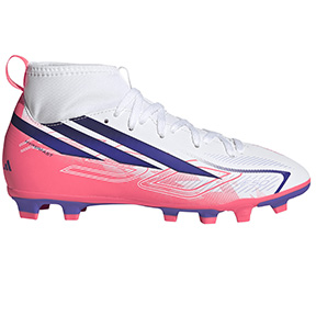 adidas Youth  F50  Hyperfast Club Mid FG Shoes (White/Solar/Turbo)