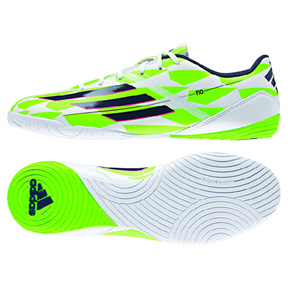 adidas F10 Indoor Soccer Shoes (White/Green)
