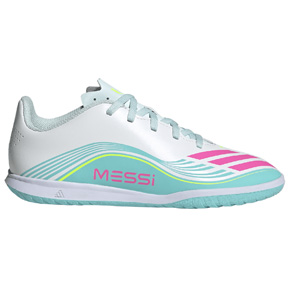 adidas Youth  Messi F50 Club Indoor Shoes (White/Pink/Aqua)