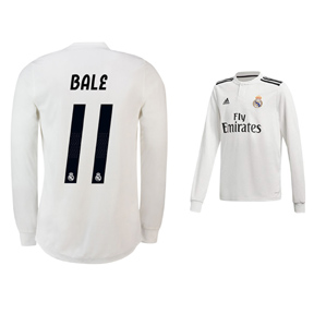 adidas Youth Real Madrid Bale #11 Long Sleeve Jersey (Home 18/19)