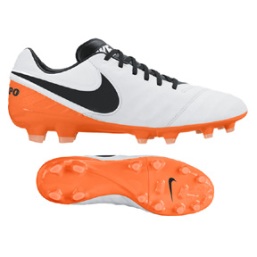 Tiempo FG Soccer Shoes (White/Black/Orange) @ SoccerEvolution