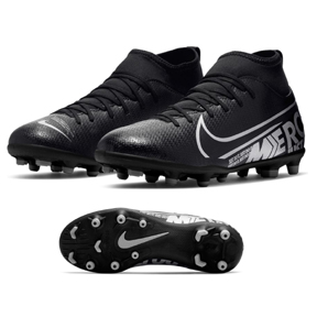Nike Youth Superfly 7 Club MG Soccer Shoes (Black/Metallic Grey)
