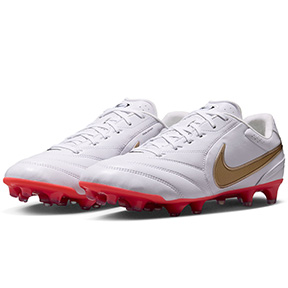 Nike  Tiempo Ligera Pro FG Soccer Shoes (White/Blur/Bright Crimson)