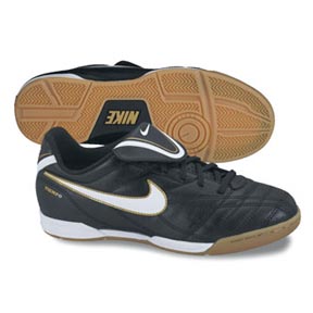 Nike Youth Tiempo Natural III Indoor Soccer Shoes (Black/White/Gold)