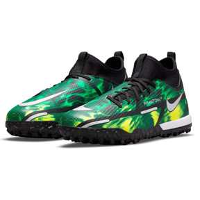 Nike Youth  Phantom GT2 Academy DF Turf Soccer Shoes (Black/Green)