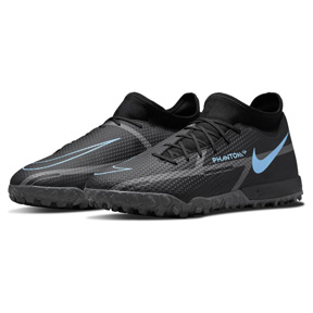 Nike Phantom GT2 Academy DF Turf Soccer Shoes (Black/Blue/Grey)