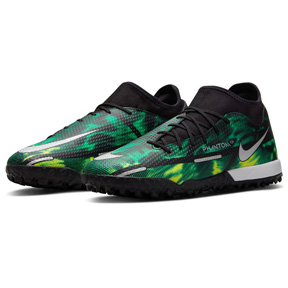 Nike  Phantom GT2 Academy DF SW Turf Soccer Shoes (Black/Green)