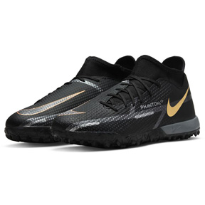 Nike Phantom GT2 Academy DF Turf Soccer Shoes (Black/Gold)