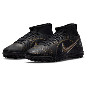 Nike Youth Mercurial Superfly 8 Academy Turf Shoes (Black/Gold)