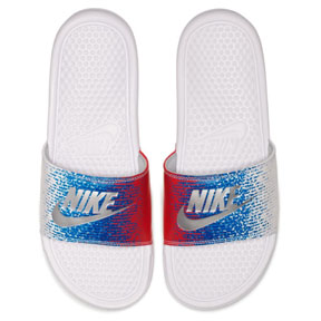 nike red white and blue slides