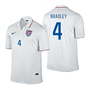 Nike Youth USA Bradley #4 Soccer Jersey (Home 14/16)