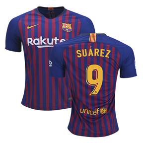 Nike Youth Barcelona Suarez #9 Soccer Jersey (Home 18/19) @ SoccerEvolution