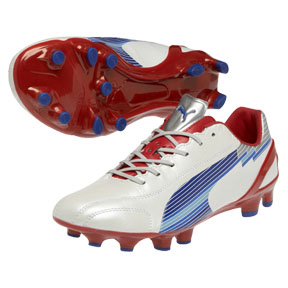 Puma 1 K Soccer Shoes (White/Limoges/Red) @ SoccerEvolution