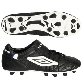 Umbro Speciali PU FG Soccer Shoes (Black/White/Royal)