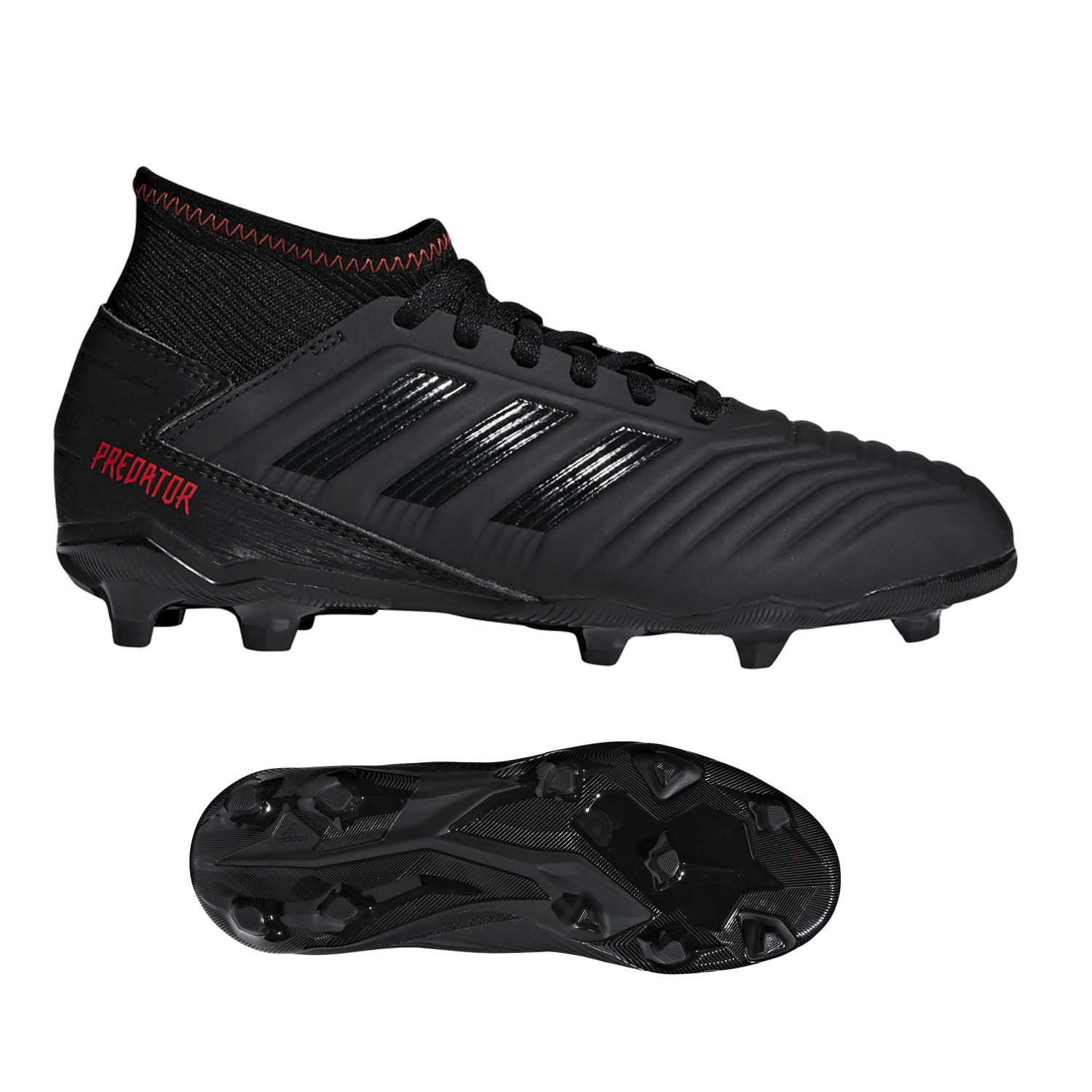 adidas Youth Predator 19.3 FG Soccer Shoes (Black/Active Red