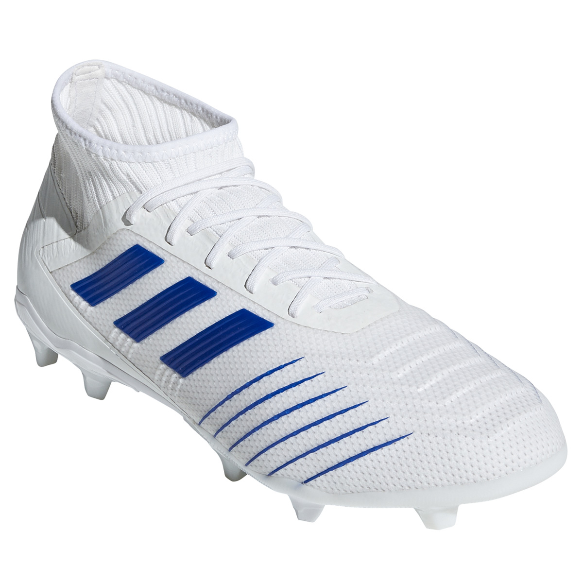 adidas Predator 19.2 FG Soccer Shoes (White/Bold Blue) @ SoccerEvolution