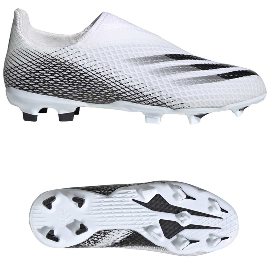 adidas Youth X Ghosted.3 Laceless LL FG Soccer Shoes (White/Black