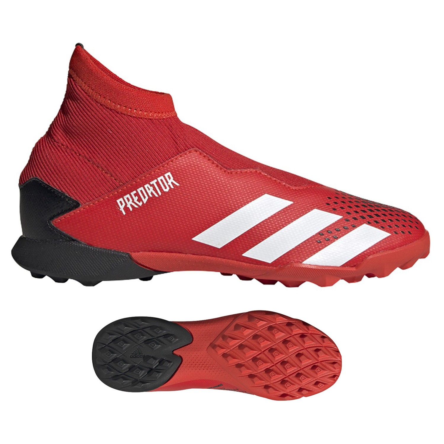 adidas Youth Predator 20.3 Laceless LL Turf Soccer Shoes (Red/Black