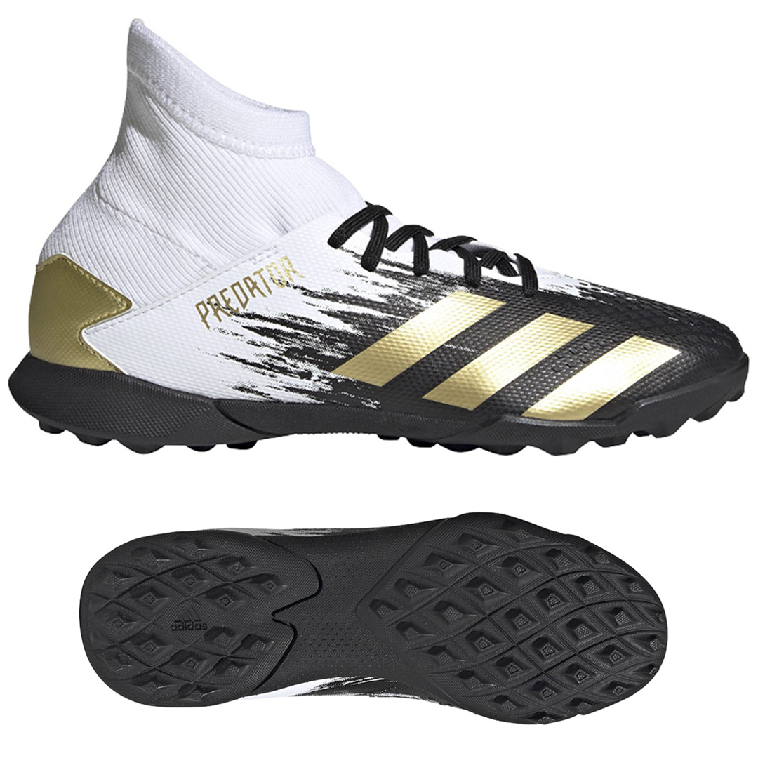 adidas Youth Predator 20.3 Turf Soccer Shoes (Cloud White/Gold