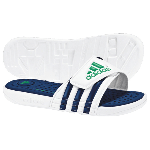 Adidas Womens Adissage FitFoam Soccer Sandal / Slide (White/Navy