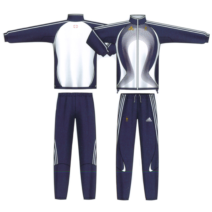 adidas France Soccer Presentation Suit (Marine Blue/White) @ SoccerEvolution