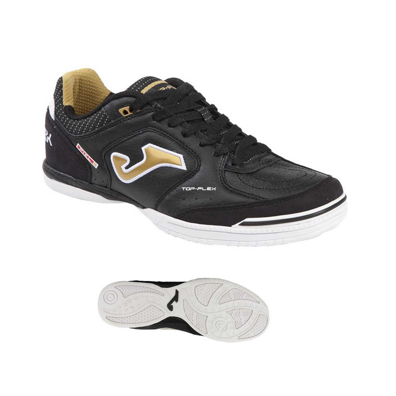 Joma Top Flex 801 Indoor Soccer Shoes (Black/White/Gold 