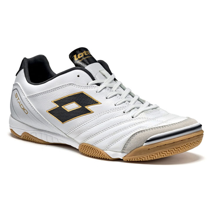 Lotto Stadio 300 Indoor Soccer Shoe (White/Gold Star) SoccerEvolution