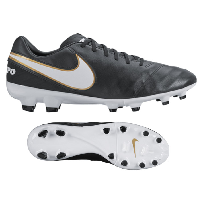 Nike Tiempo Mystic V FG Soccer Shoes (Black/White/Gold) @ SoccerEvolution