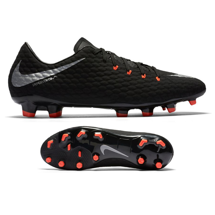 Nike HyperVenom Phelon III FG Soccer Shoes (Black/Silver) @ SoccerEvolution