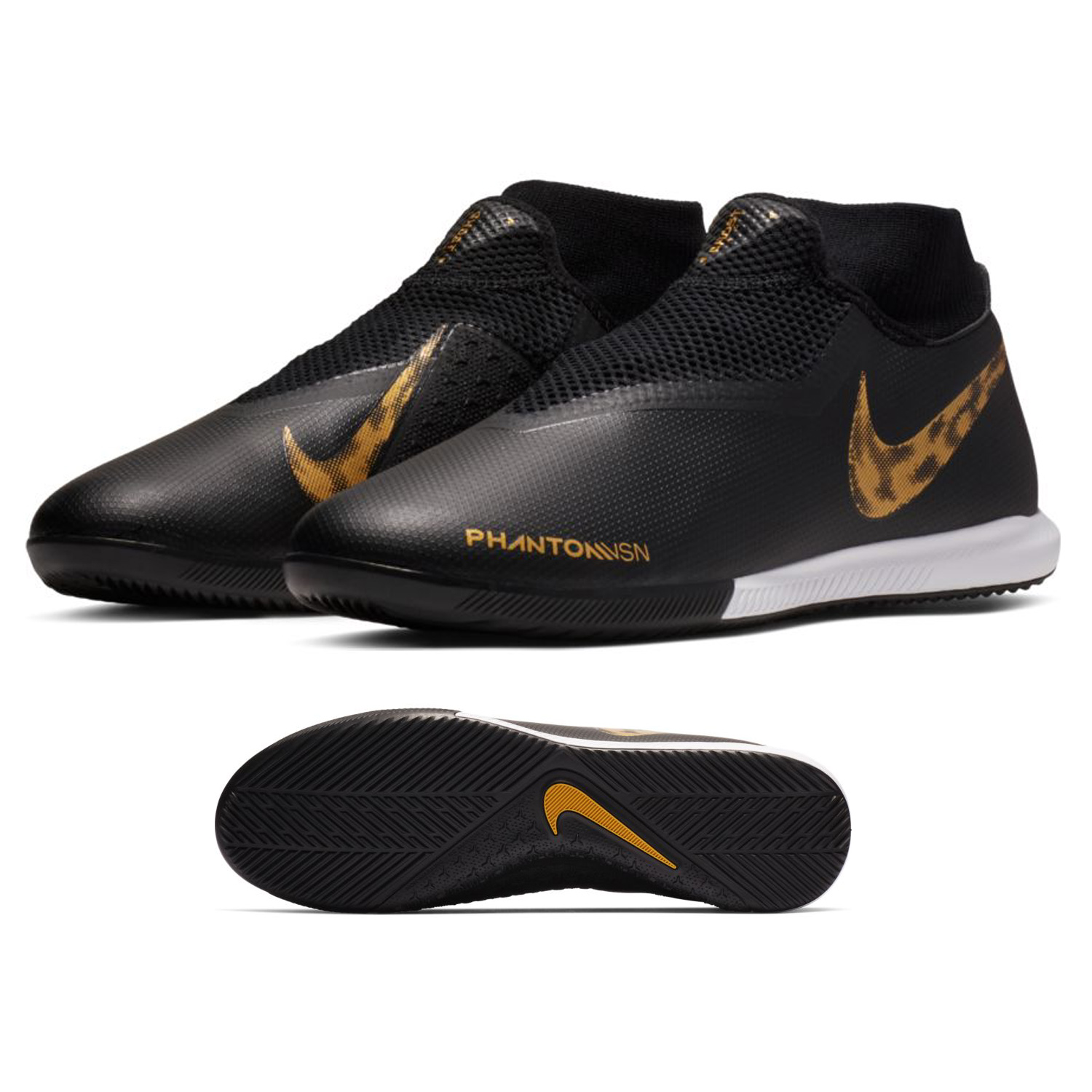 Nike Phantom Vision Academy DF Indoor Shoes (Black/Gold) @ SoccerEvolution