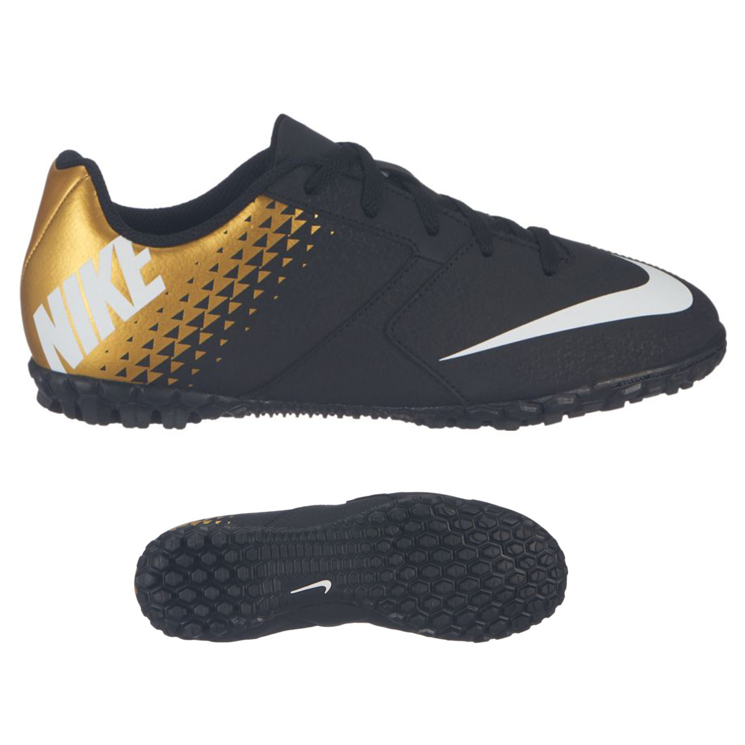 Nike Youth Bomba Turf Soccer Shoes (Black/Gold) @ SoccerEvolution