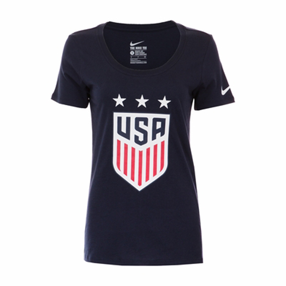 Nike Womens USA USWNT 3-Star Crest Soccer Tee (Obsidian) @ SoccerEvolution