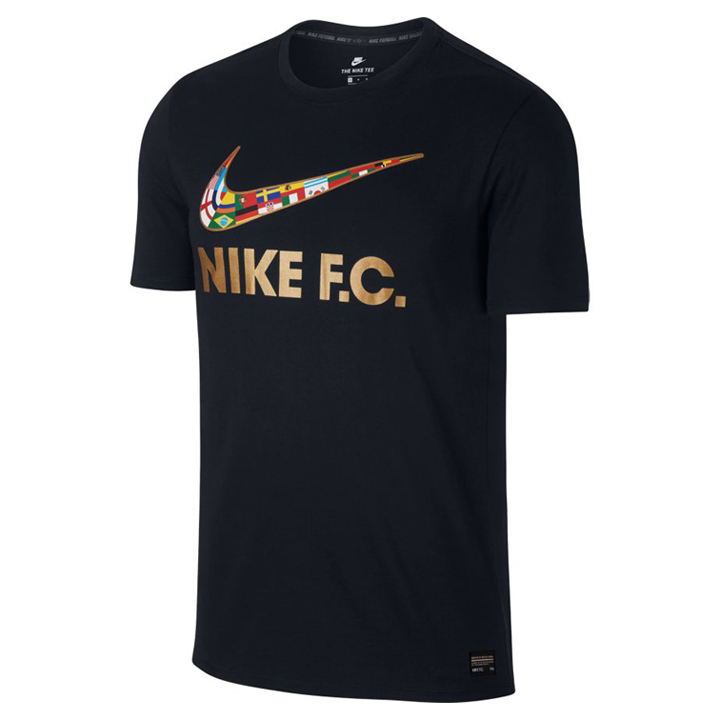 Nike F.C. Swoosh Flag Tee (Black/Gold) @ SoccerEvolution