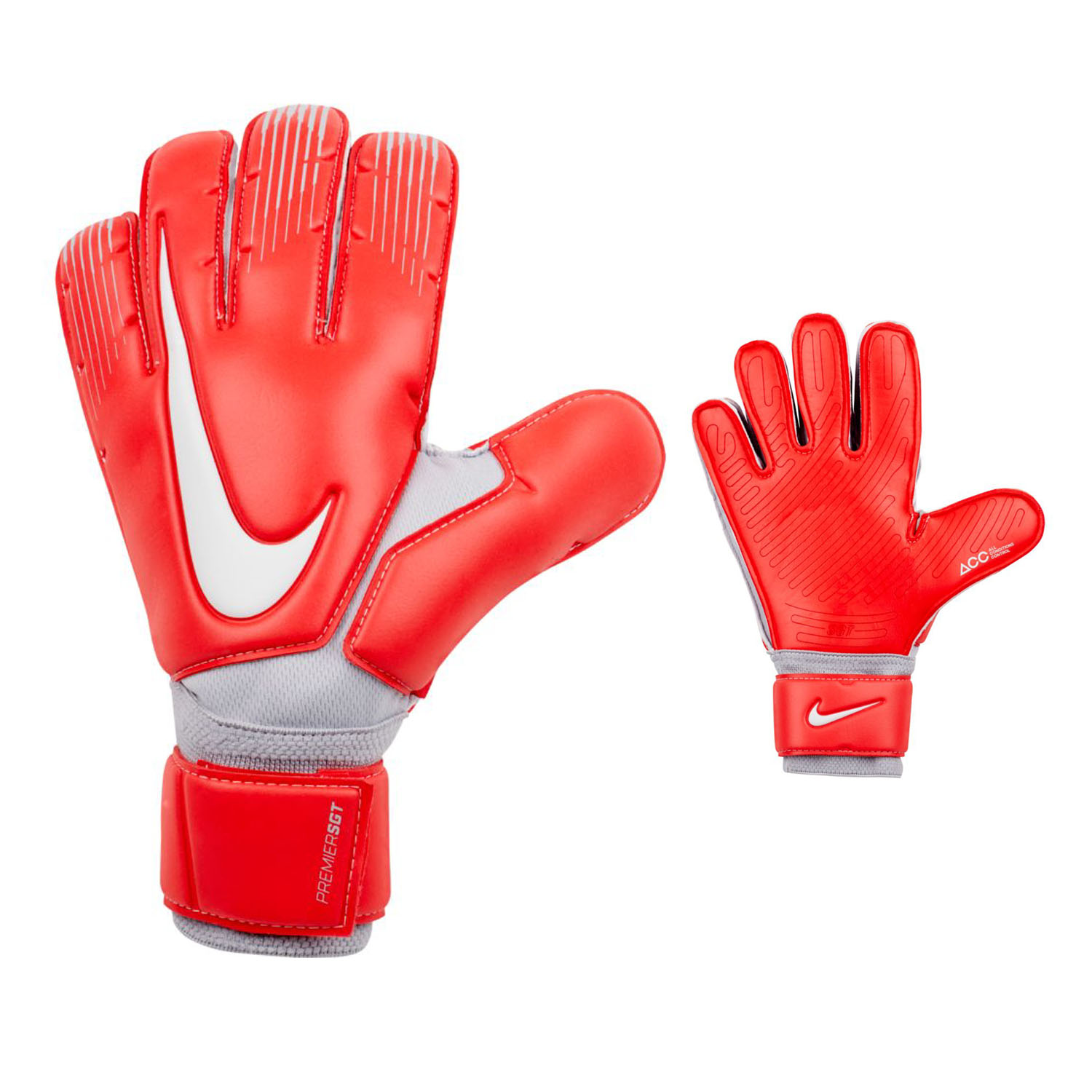 Nike GK Premier SGT Soccer Goalie Glove (Red/Silver) SoccerEvolution