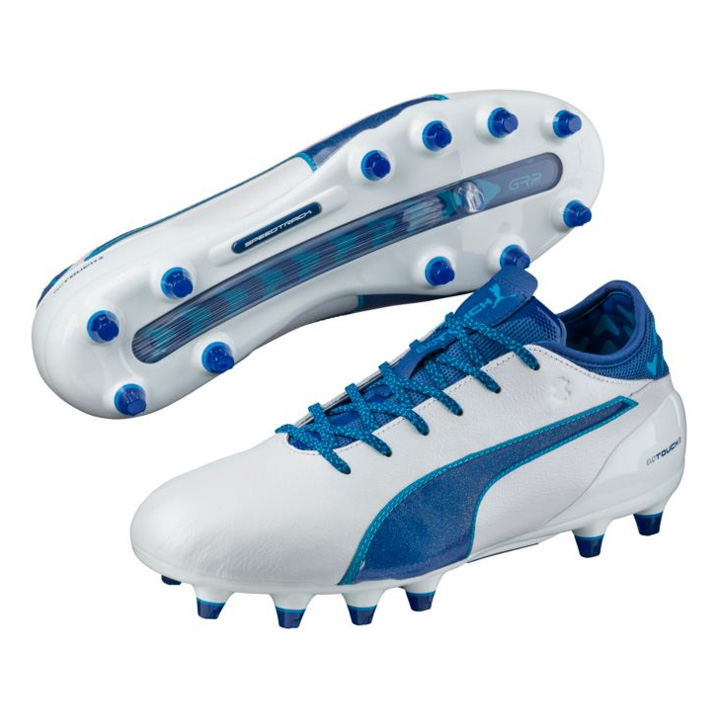 Puma evoTOUCH 2 FG Soccer Shoes (White/True Blue) SoccerEvolution