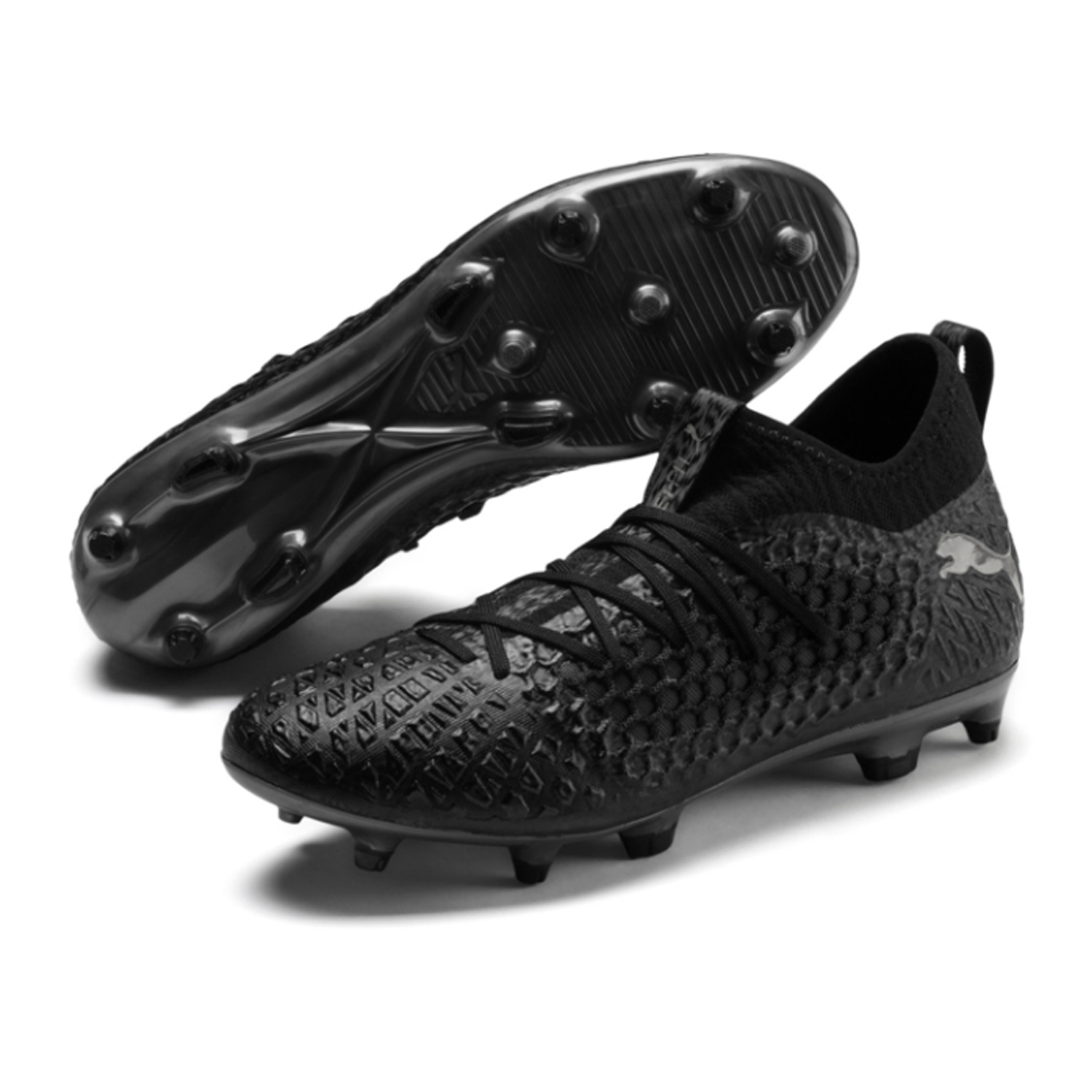 Puma Future 4.3 NETFIT FG/AG Soccer Shoes (Black/Silver) @ SoccerEvolution