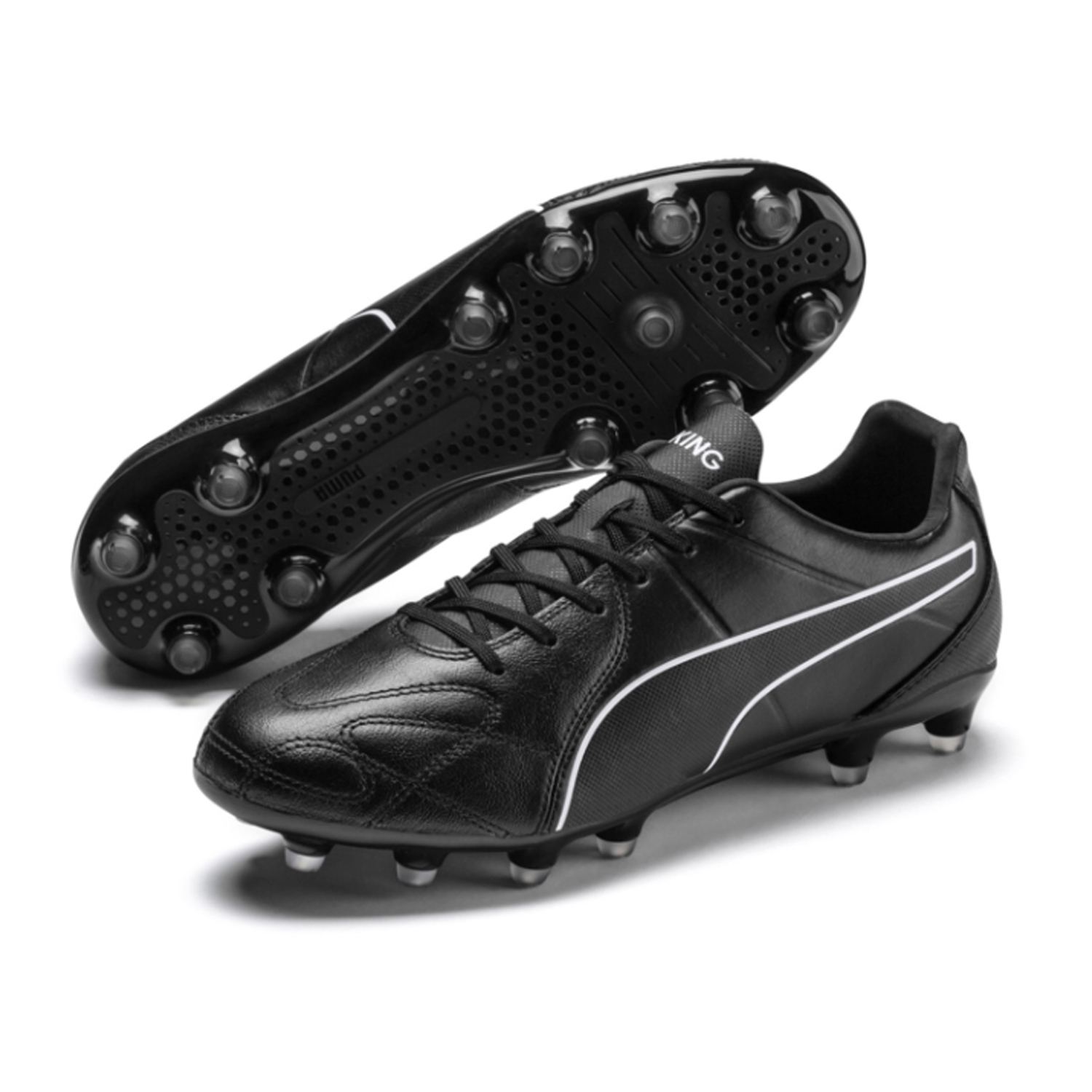 Puma King Hero FG Soccer Shoes (Black/White) @ SoccerEvolution