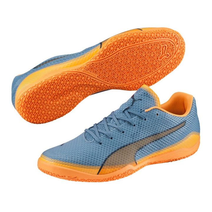 Puma Invicto Fresh Indoor Soccer Shoes (Orange/Teal) SoccerEvolution